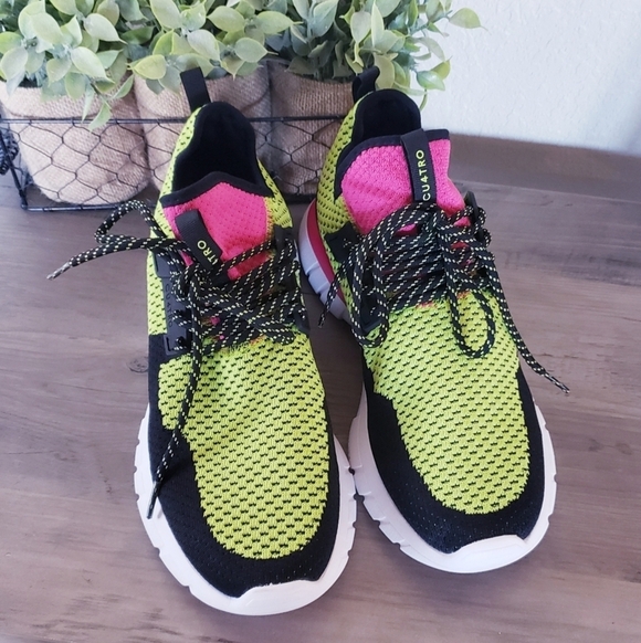 CU4TRO Bolt Lime Knit Sneakers NEW - Picture 3 of 7